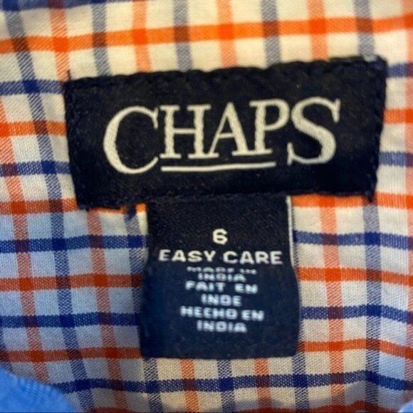 Chaps Button Front Dress Shirt Orange Blue - Picture 3 of 5